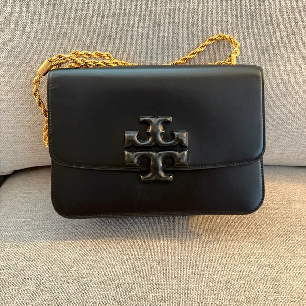 Tory Burch Black Crossbody Bag with Gold Chain